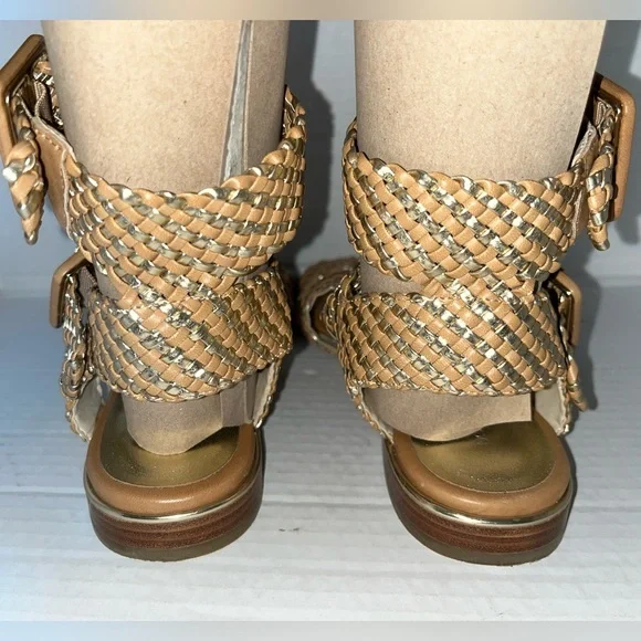 Donald J Pliner Women’s Size 7.5 Leather Sole Flat Lucia Gladiator Sandals weave - Picture 3 of 7